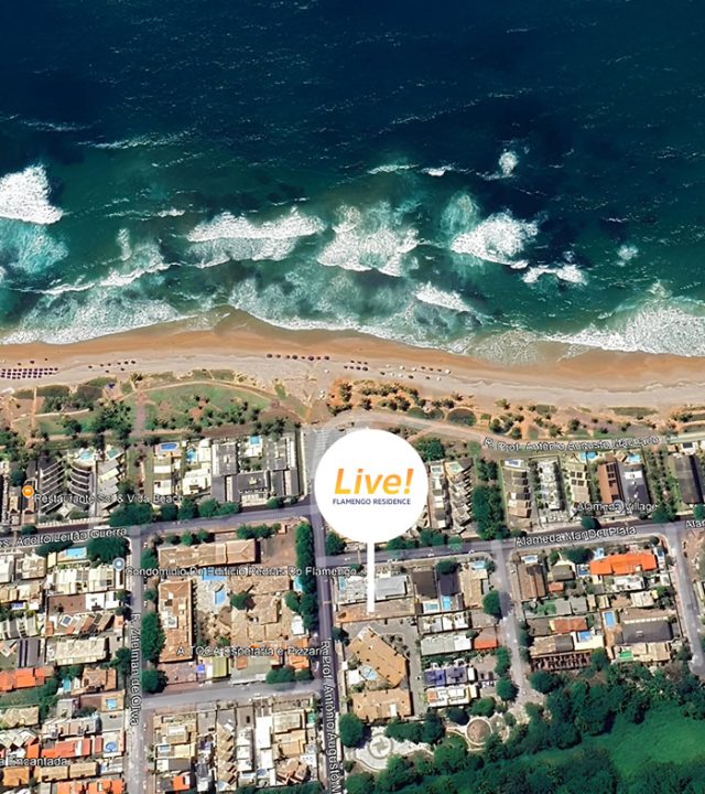 Mapa da localização do Live! Flamengo Residence na Praia do Flamengo, Salvador